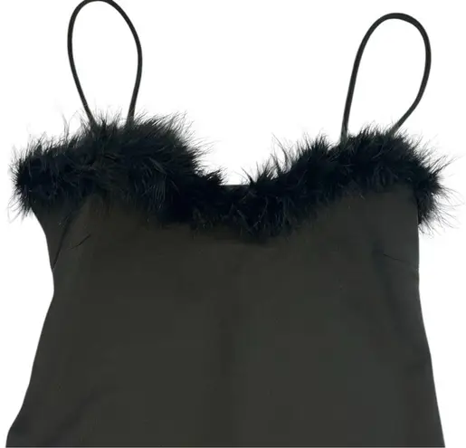 Unif Romy Dress Black Feather Trim Mini Small