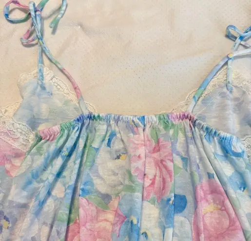 Vintage Petra Fashions Pastel Floral Nightgown Women’s Size Large USA Made Blue