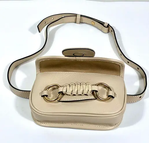 See By Chloe Saddie Double O Ring Leather Belt Bag Cement Beige NWT