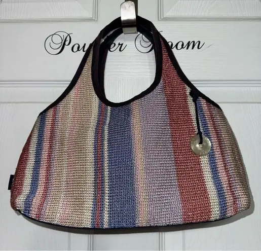 The Sak Striped Multicolor Restore Woven Crochet Handbag Tote Purse Summer Beach