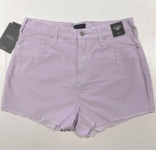 Silver Jeans New  Co High Rise Stretch Corduroy Cutoff Shorts Lavender Size 31