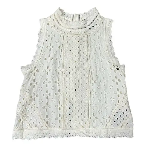 Anthropologie James Coviello Anaiya High Neck Eyelet Lace Top