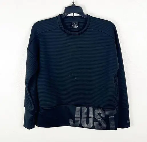 Nike  Black Cropped Long Sleeves Kangaroo Pocket ‘Just Do It’ Sweatshirt, Size XS