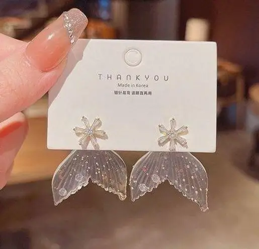 Fantasy Fishtail Stud Earrings for Women White