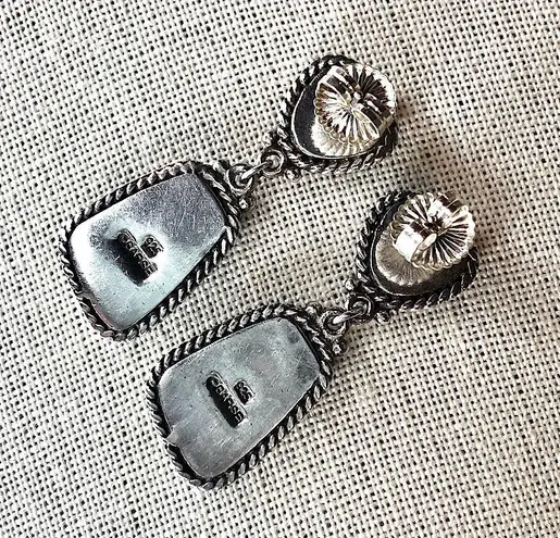 BARSE Sterling Silver Purple and Green Turquoise Cabochon Drop Earrings