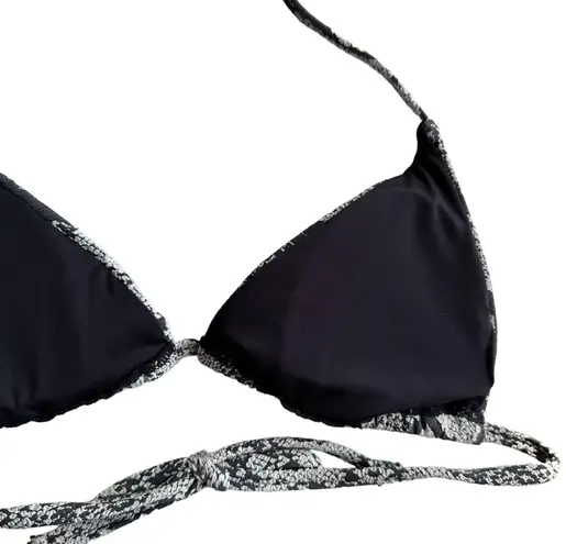 ANDIE swim string bikini top snake print grey and cream women small