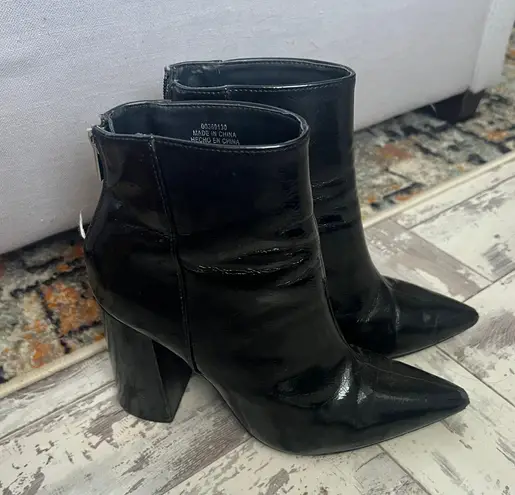 Forever 21 black patent point toe boots 