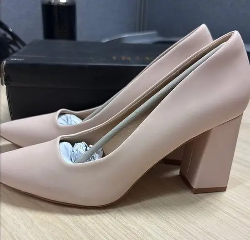 IDIFU Elegant Nude Block Heel Pumps