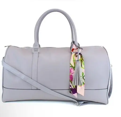 New Ms Lovely WEEKENDER DUFFEL BAG WITH SATIN TIE Light Gray