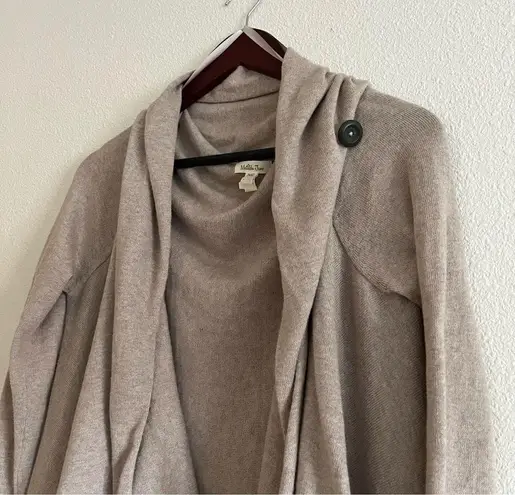 Matilda Jane Beige Come On Over Cardigan Size M Wrap Sweater Fringe Poncho