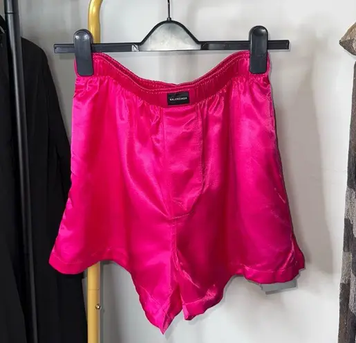 Balenciaga Pink Satin Logo-Patch Shorts Women’s FR 36 US 4