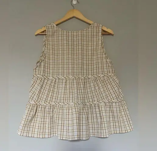 Carole Christian Gingham Sleeveless Blouse White Size M