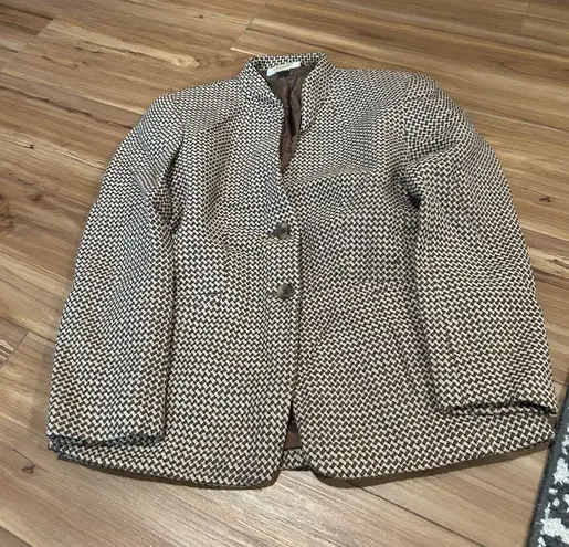Talbots  Brown and Cream Houndstooth Blazer Double Button Down Size 2 - Image 1