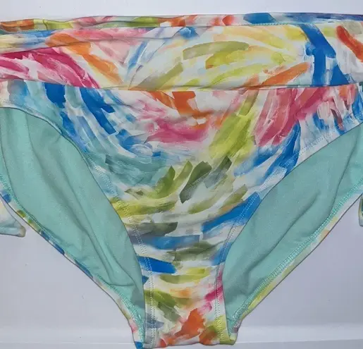 Time And Tru Mystic Mint Watercolor Swimsuit Bikini Bottom 1X 16-18