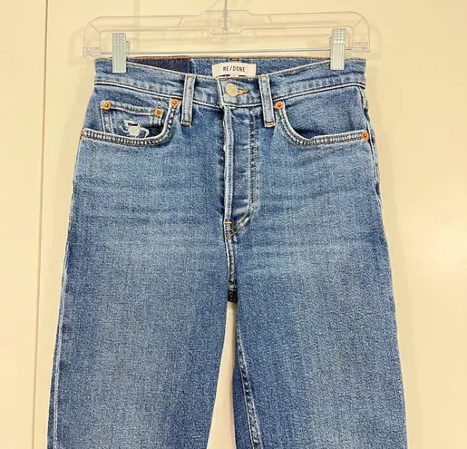 RE/DONE Size 25 Blue Stretch High Rise Ankle Crop Jeans