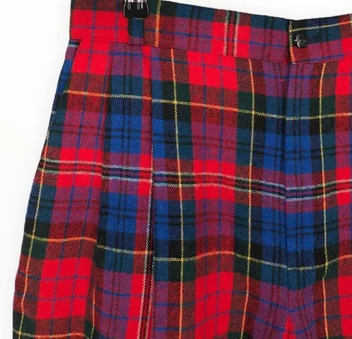 80’s Vintage Multicolor Holiday Plaid High Rise Wool Blend Shorts size 14
