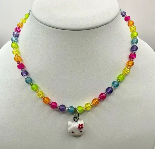 Sanrio Multi colored beaded hello kitty pendant necklace