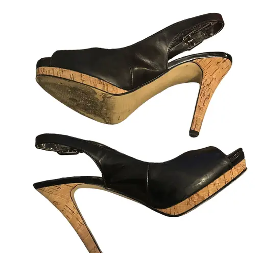 Elle Estella Sling Back Peep Toe Heels