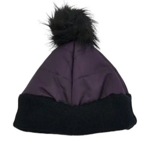 Artic Expedition Purple Quilted Beanie Removable Pom Pom Winter Hat Size S/M NWT