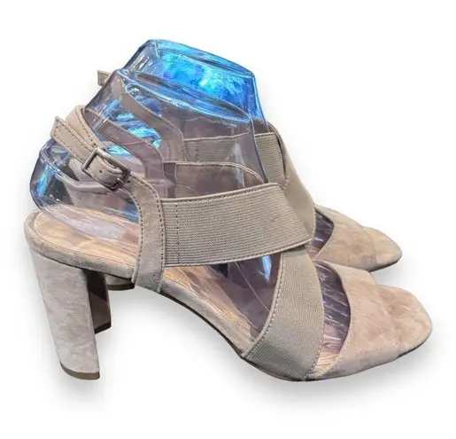 Pelle Moda Nolyn Sandals Mushroom Beige Womens Sz 8.5 Shoe Elastic Cross Strap Tan