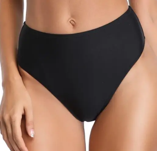 Relleciga Bikini Bottom Black High Cut High Waisted Swim Bottom Sz S NWT