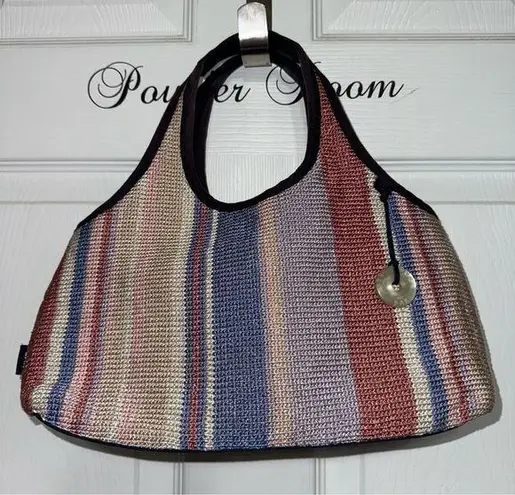 The Sak Striped Multicolor Restore Woven Crochet Handbag Tote Purse Summer Beach
