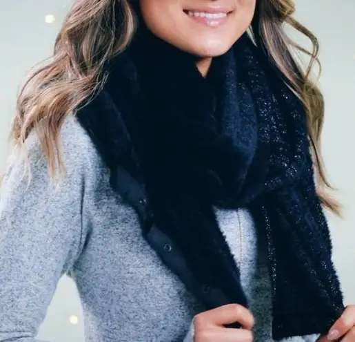 Stella & Dot Metallic Multi-Way Snap Scarf Black & Gray
