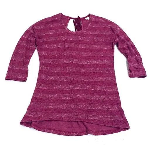 Maison Jules high low berry pink 3/4 sleeve top