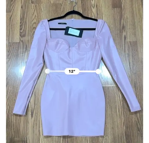 Alex Perry Patent Faux leather Long sleeve pink bodycon Mini Party Dress sz 8