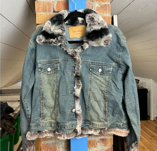 Vintage Dicker & Dicker Fur Trim Denim Jacket Size L