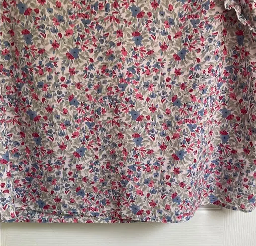 BB Dakota by Steve Madden Cream Flutter Sleeve Blouse with Ruffled Bib Collar Blue Size XL