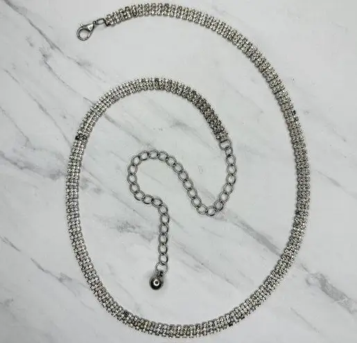 Rhinestone Studded Chain Belt Silver Y2K Festival Glam Medium/Large M/L ✨