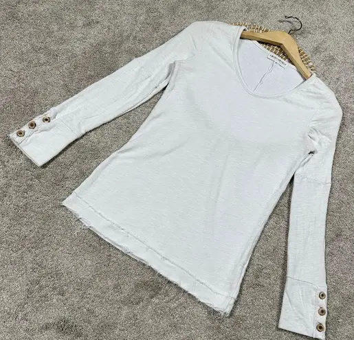Americanable Women’s Wonderland Longsleeve Top V-Neck Boho in White S