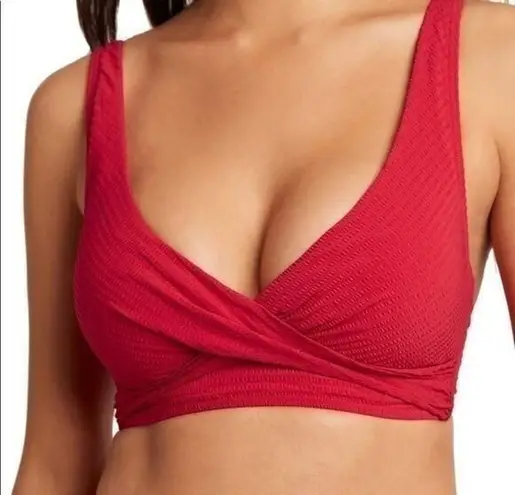 Sea Level Red Essentials Cross Front Multifit Bra Bikini Top Size 4 NWT SL3110P