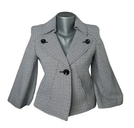 Evan Picone Evan-Picone Women's Black and White Blazer Jacket with Shoulder Pads Size 2P