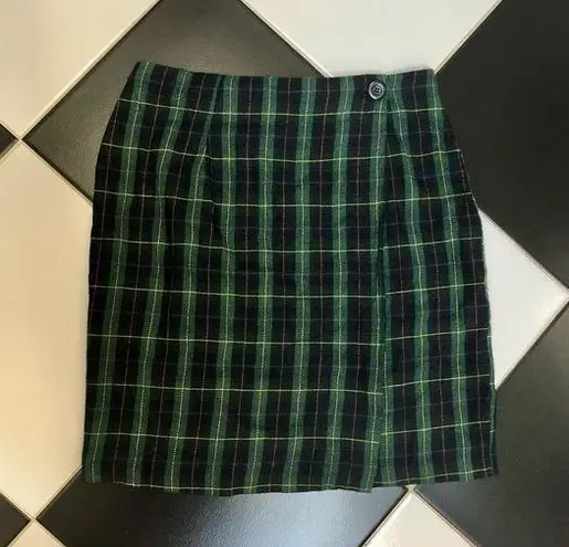 Tracy Evans Vintage 90s Plaid Mini Wrap Mini Navy Green Academia School Girl szS