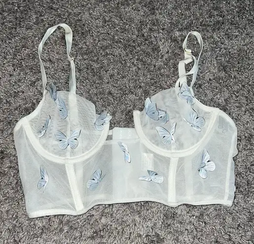 Boutique White Butterfly Corset Top