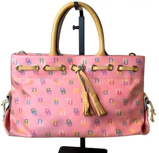 Dooney & Bourke Pink Multicolor Rainbow DB Monogram Tote Bag