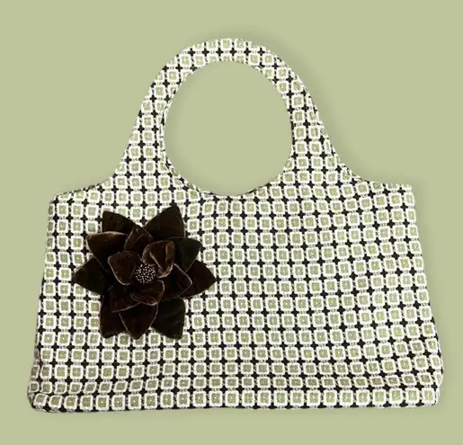 Shiraleah Purse Fabric Shoulder Bag Handbag Geometric Tweed Green