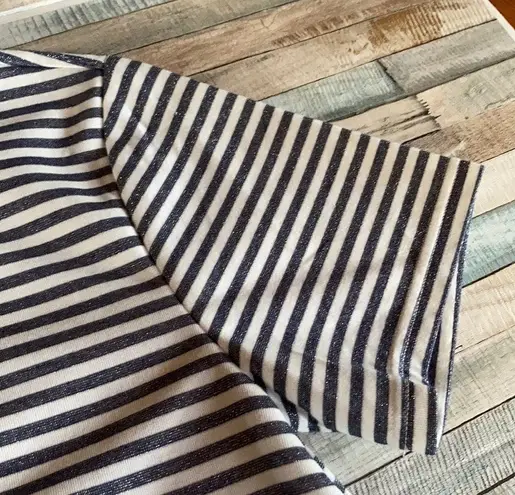 BB Dakota  Sparkly Blue/White Striped Swing shirt