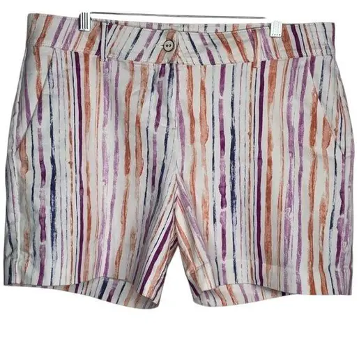 Isaac Mizrahi Sz 14 Chino Shorts Longer Inseam Watercolor Candy Stripes