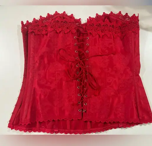Frederick's of Hollywood Frederick’s of Hollywood Red Lace Jacquard Dream Sweetheart Corset 38