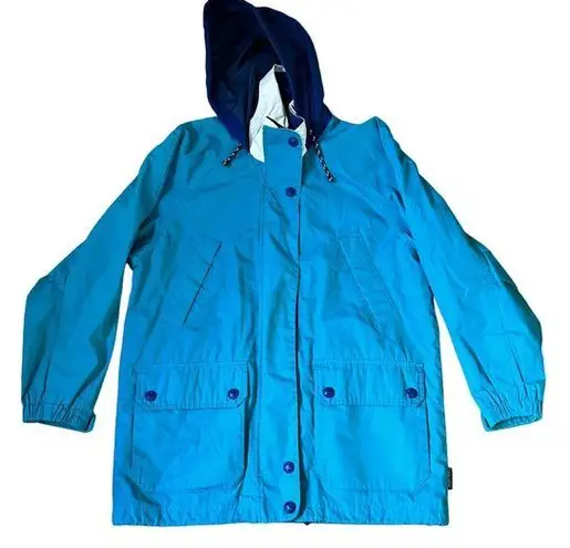 Pacific trail Vintage  Jacket Windbreaker Snap Hood Blue Green  Womens Medium