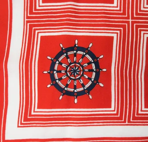 Vintage Red Nautical Silk Square Scarf Wraps