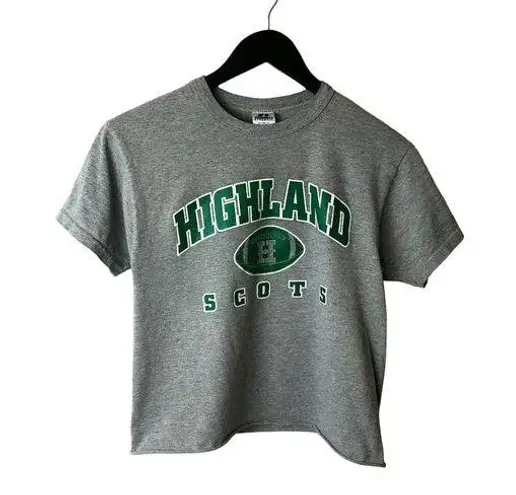 Russell Athletic  Highland Scots T Shirt Womens Gray S Small Graphic Tee Cropped