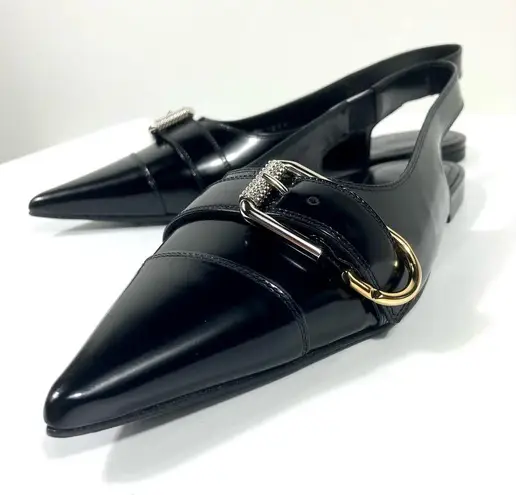 Givenchy Voyou Pointed Toe Slingback Ballet Flat Black 39.5 NEW