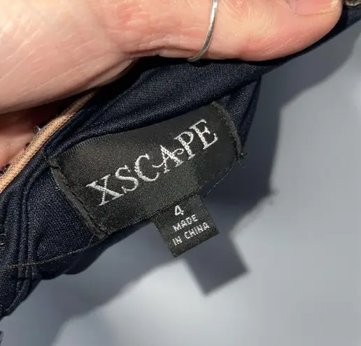 XScape Strapless Beaded Maxi Dress with Fishtail Train Women size 4