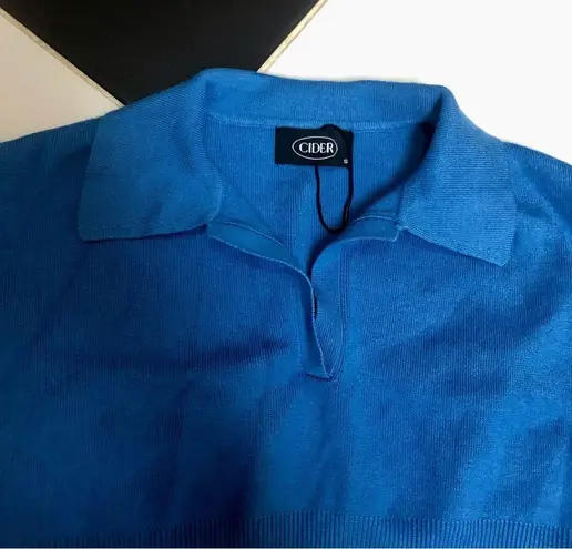 Cider NWOT Sleeveless Polo Crop Top Shirt Collared Tank Oversized Vest sz Small