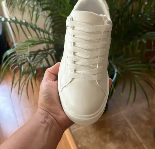 Soda White Vegan Leather Lace Up Sneaker