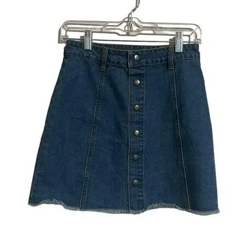 Harper Skirt Women S Denim Button Front 90s Mini High Waist Collegiate Preppy Blue